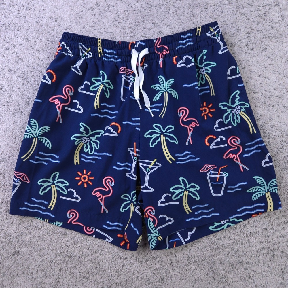 Chubbies Shorts Mens Small Lined Neon Beach Pattern 5.5 Inseam Elastic Waist EUC